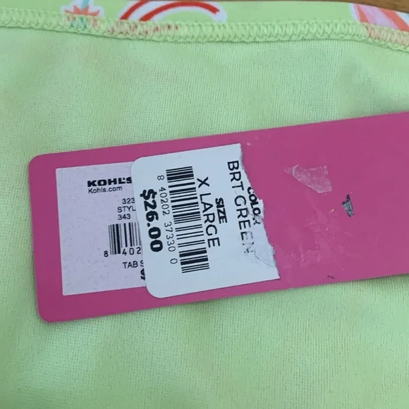 Ninety-Nine° Juniors XL Ruched High Side Hipster Swim Bottoms Lime Green Floral - Picture 5 of 6